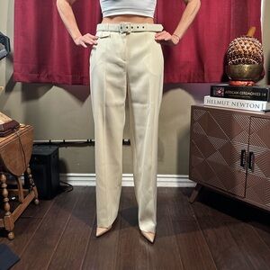Givenchey Cream Wide-leg Pants, Size 12/40